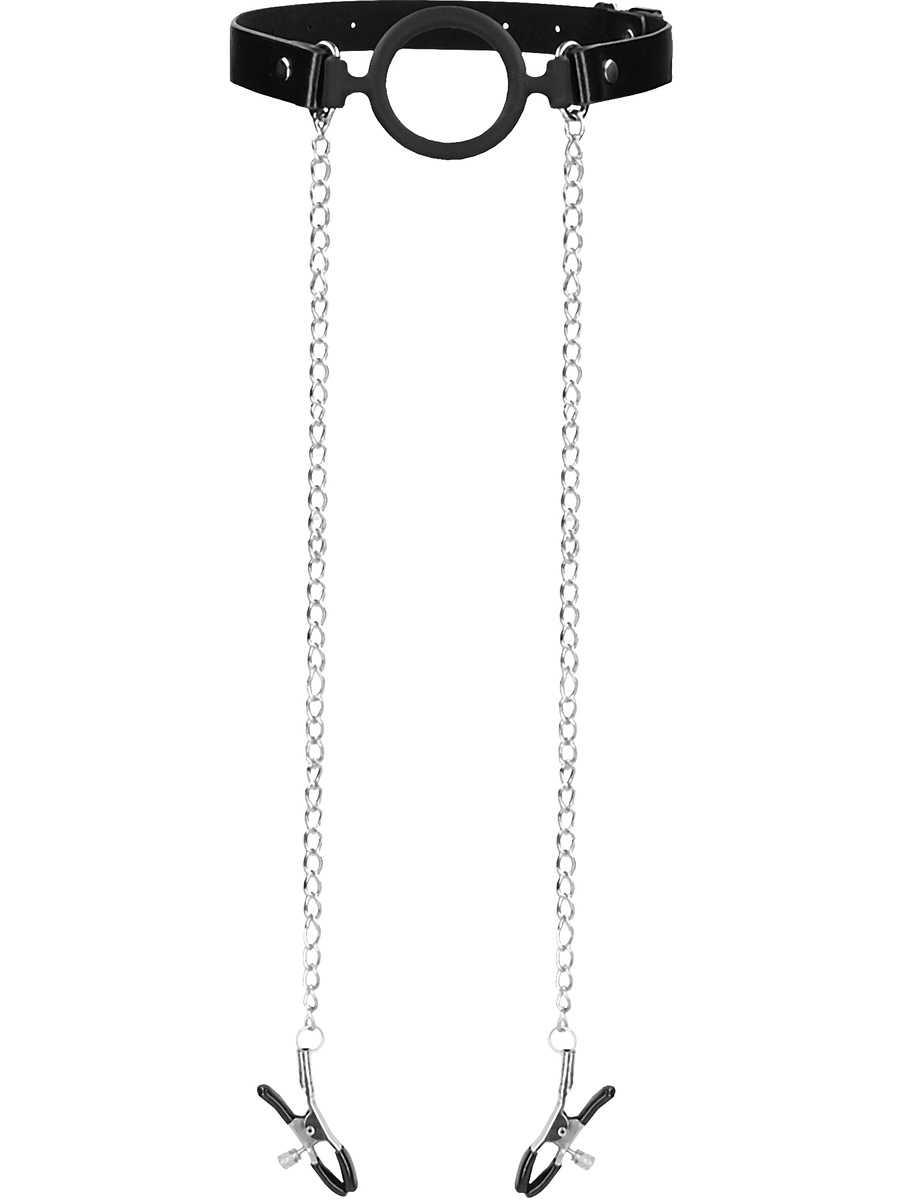 O-Ring Gag with Nipple Clamps