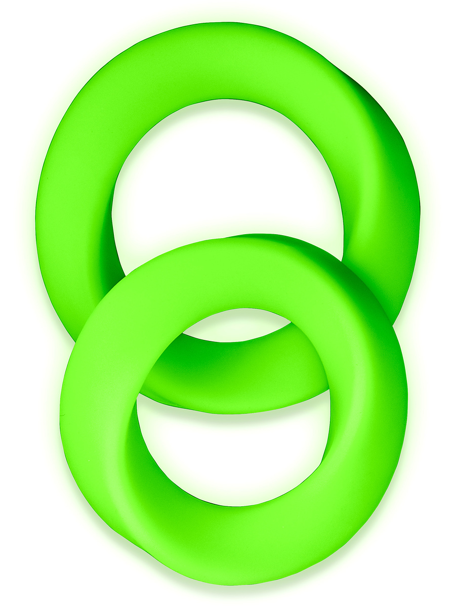 Glow in the Dark, Silicone Cock Ring Set, 2-pack