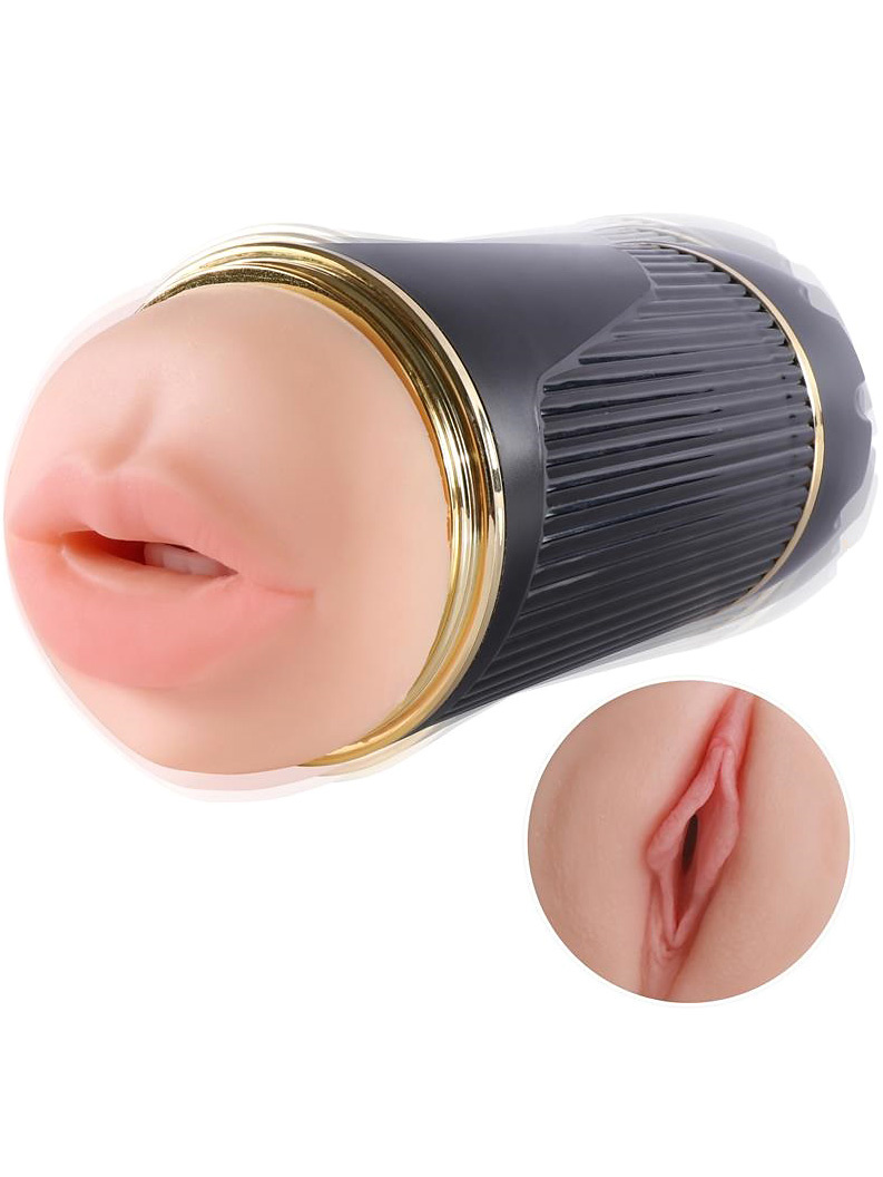 Vibrating Double Masturbator, Vagina & Mouth