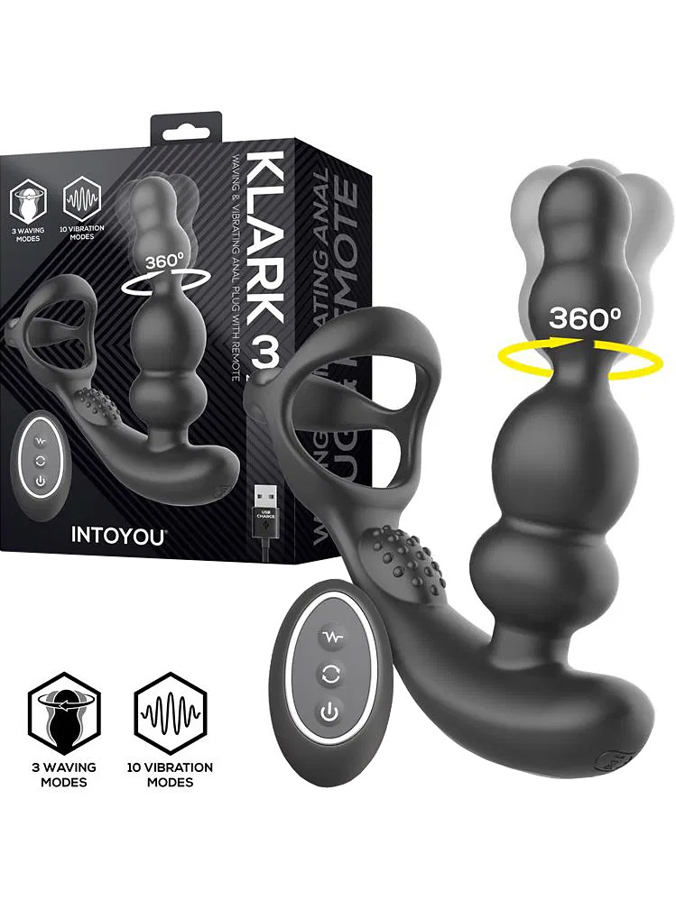Klark, Waving & Vibrating Anal Plug with Rings