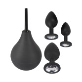 Anal Kit, Douche + 3 Jewel Plugs